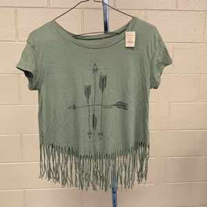 Fringed short sleeve shirt